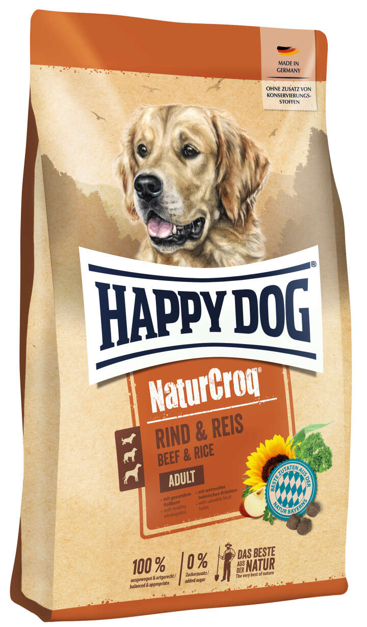 HAPPY DOG Hunde-Trockenfutter Premium NaturCroq Rind + Reis